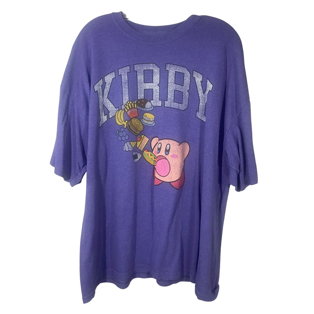 Mens Kirby Video Game T Shirt Purple Graphic Tee Size 2XL